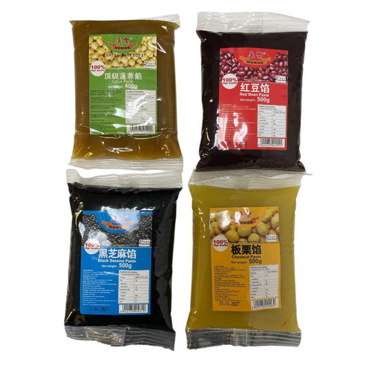 Honor Chinese Sweet Paste Filling 400g–500g – Red Bean, Lotus Seed, Black Sesame or Chestnut - Xihaha Oriental Food & Gifts