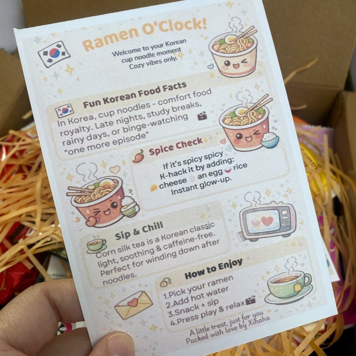 Korean Cup Noodle & Snack Gift Set | K - Drama Night Comfort Box - Xihaha Oriental Food & Gifts