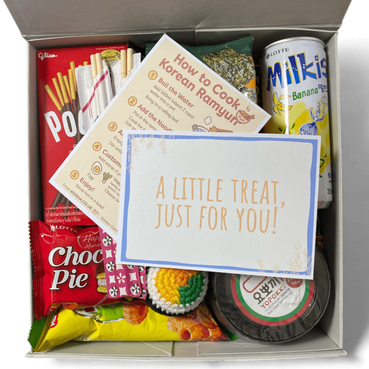 Korean Instant Noodle Snack Hamper with Plushie | Uni Student Comfort Gift - Xihaha Oriental Food & Gifts