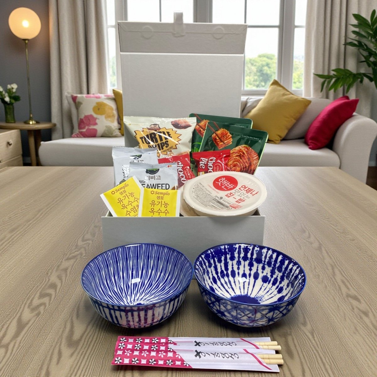 Korean Meal Hamper for Two | Rice & Kimchi Bowl Gift Set | Seaweed, Snacks, Choco Pie - Xihaha Oriental Food & Gifts