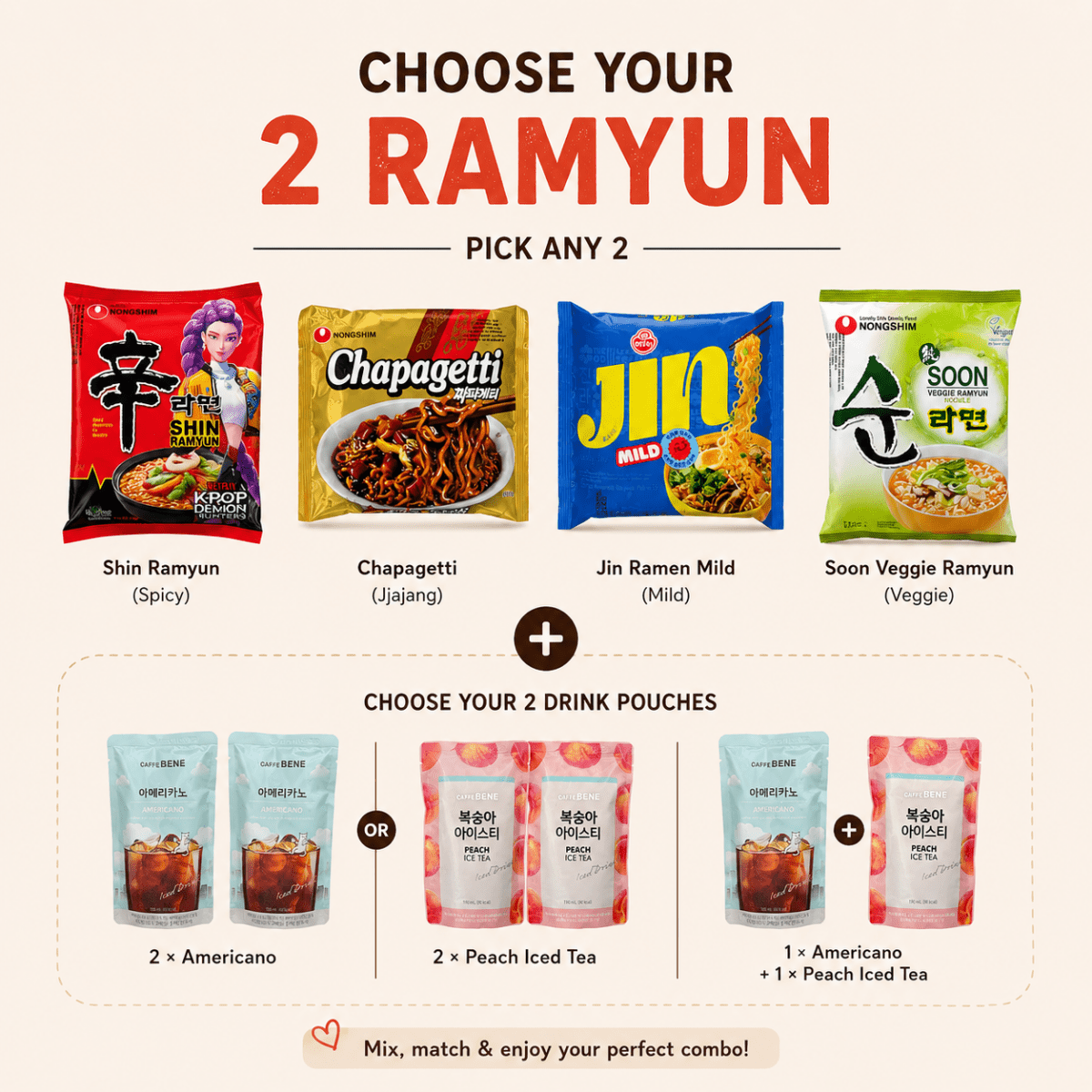 Korean Ramyun Gift Box for Two | Date Night Noodle Kit | Ramyun Snack Hamper | Korean Food Gift | Anniversary Gift Set - Xihaha Oriental Food & Gifts