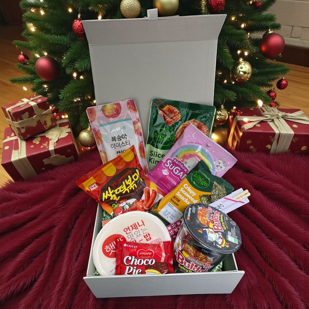 Korean Rice & Snack Gift Box with Optional Plushie (Christmas Edition) - Xihaha Oriental Food & Gifts