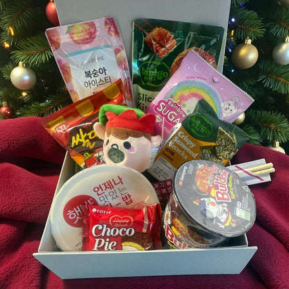 Korean Rice & Snack Gift Box with Optional Plushie (Christmas Edition) - Xihaha Oriental Food & Gifts