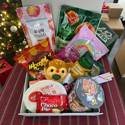 Korean Rice & Snack Gift Box with Optional Plushie (Christmas Edition) - Xihaha Oriental Food & Gifts
