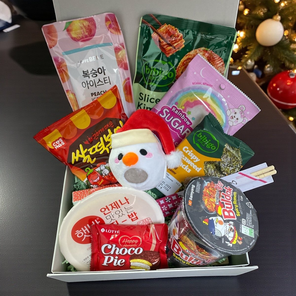 Korean Rice & Snack Gift Box with Optional Plushie (Christmas Edition) - Xihaha Oriental Food & Gifts
