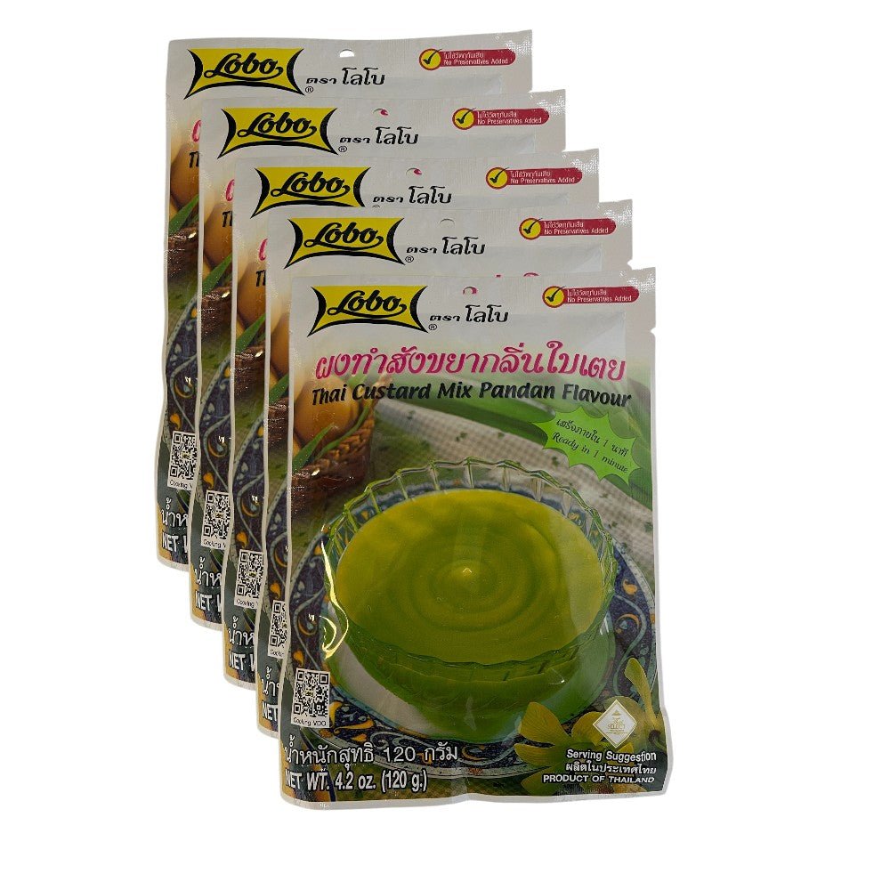 Lobo Thai Custard Mix Pandan Flavour 120g x 5 packs – Instant Thai Pandan Custard Dessert Mix for Bread, Toast & Thai Desserts - Xihaha Oriental Food & Gifts