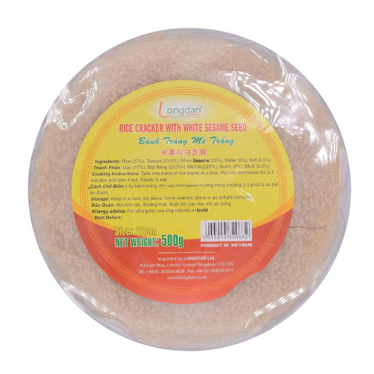 Longdan Rice Cracker with White Sesame, 500g - Xihaha Oriental Food & Gifts