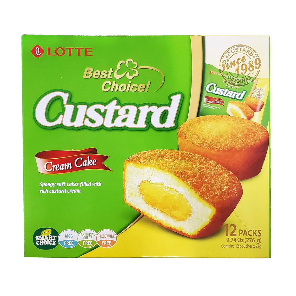 Lotte Custard Soft Cream Filling Cakes 276g (12 Pack) – Korean Custard Snack - Xihaha Oriental Food & Gifts
