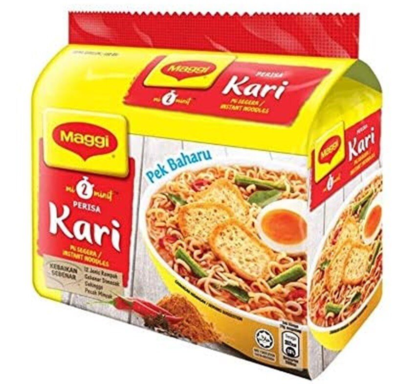 Maggi Malaysia 2 Minute Instant Curry Flavour Masala Noodles 5 Packs x 79g - Xihaha Limited