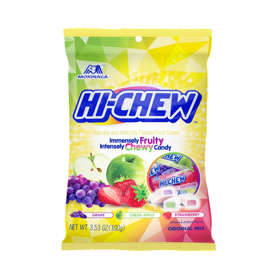 MMorinaga Hi - Chew Original Mix Fruity Chewy Candy 100g – Grape, Green Apple & Strawberry - Xihaha Oriental Food & Gifts