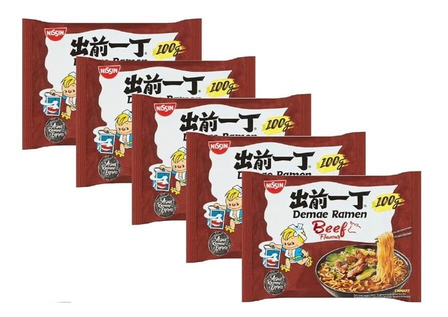Nissin Japanese Demae Ramen Instant Noodles Beef Flavour 100g x 5 packs *Apri... - Xihaha Limited