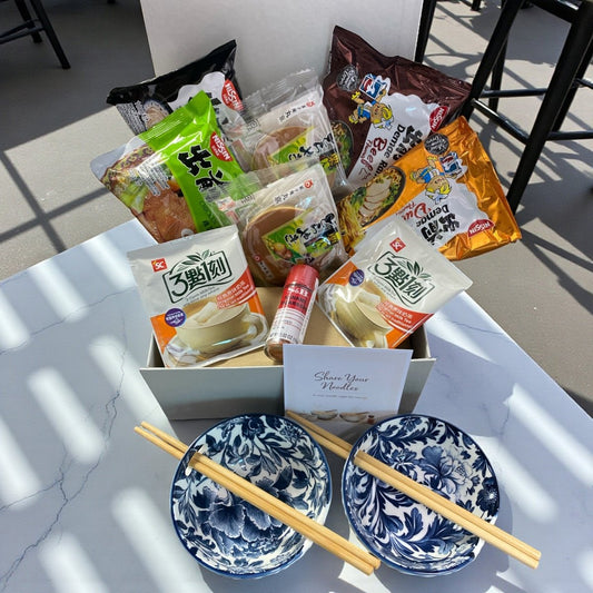 Nissin “Share Your Noodles” Gift Hamper for Two – Ramen Bowls, Milk Tea, Dorayaki & Japanese Togarashi - Xihaha Oriental Food & Gifts