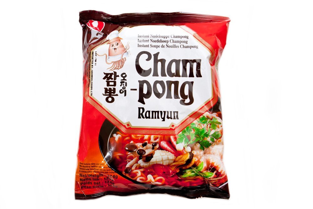 Nongshim Cham Pong Champong Squid Spicy Noodle Soup 124g (Pack of 5) - Xihaha Limited