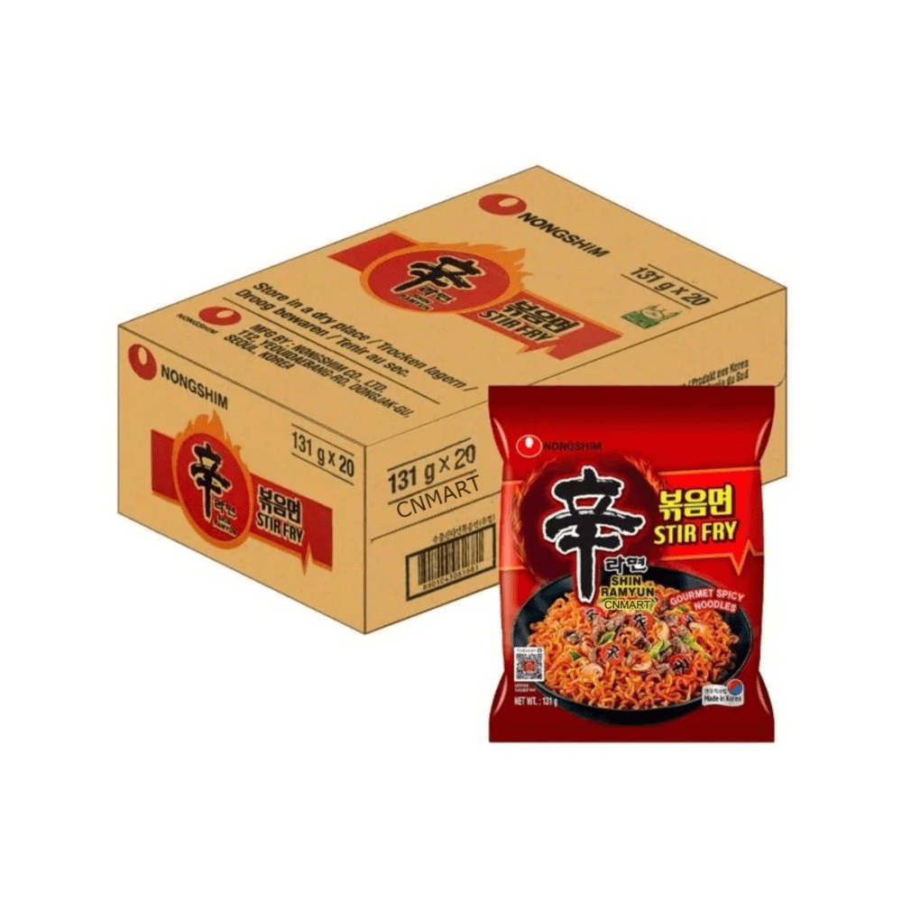Nongshim Shin Ramyun Stir Fry Spicy Korean Noodles 131g × 20 Packs – Dry - Style Hot & Savoury - Xihaha Oriental Food & Gifts