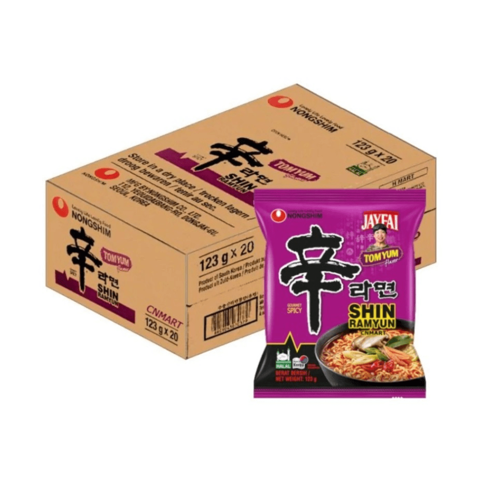 Nongshim Shin Ramyun Tom Yum Flavour Instant Noodles 123g × 20 Packs | Korean Spicy Noodle Case - Xihaha Oriental Food & Gifts