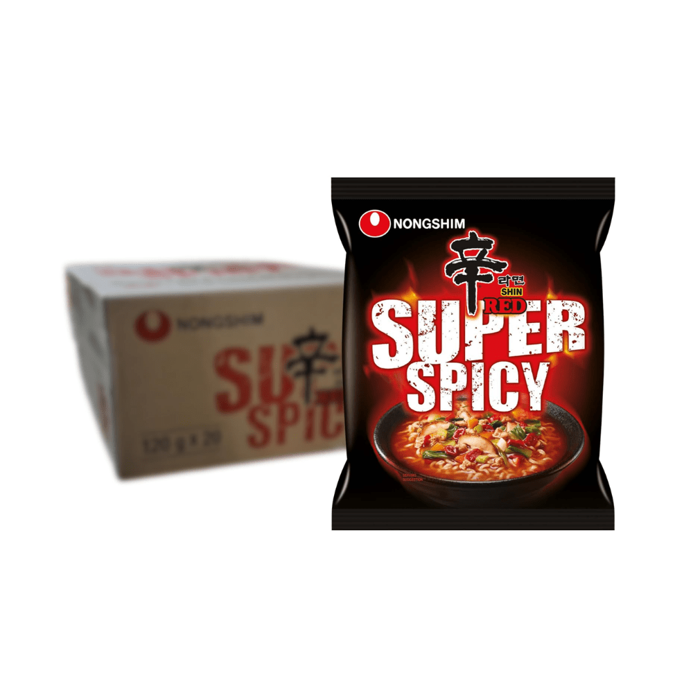 Nongshim Shin Red Super Spicy Instant Noodles 120g x 20 Packs | Extra Hot Korean Ramyun | Shin Red - Xihaha Oriental Food & Gifts