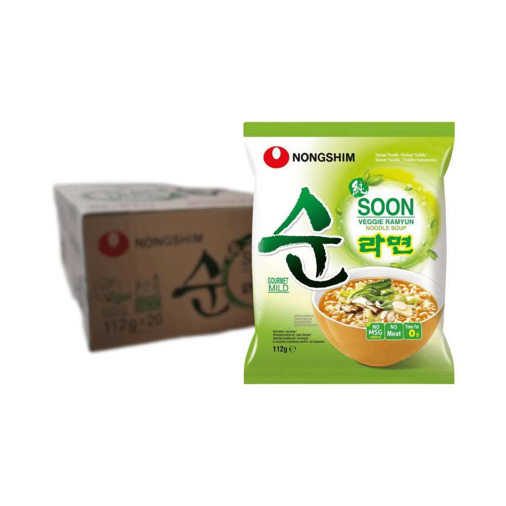 Nongshim Soon Veggie Ramyun Mild 112g x 20 Packs – Korean Instant Vegetarian Ramen Noodle Soup - Xihaha Oriental Food & Gifts
