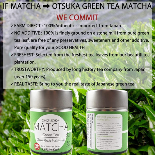 Otsuka Green Tea Co - Shizuoka Classic Matcha Powder 30g - Made in Japan - Best For Drink, Latte, Dessert, Cake, Ice and more (Small Can - 30g) - Xihaha Oriental Food & Gifts