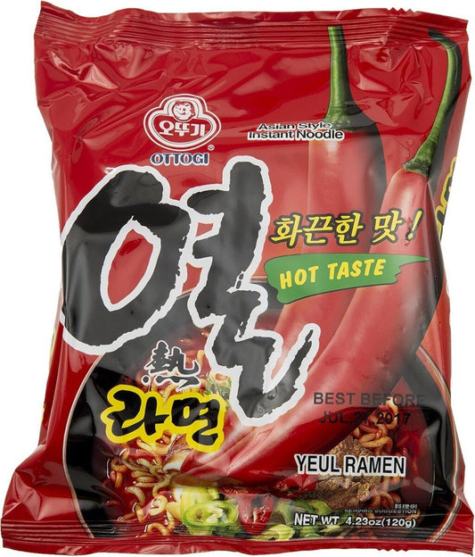Ottogi Yeul Ramen Noodles, Hot Pepper Flavor 120 (Pack of 5) - Xihaha Limited
