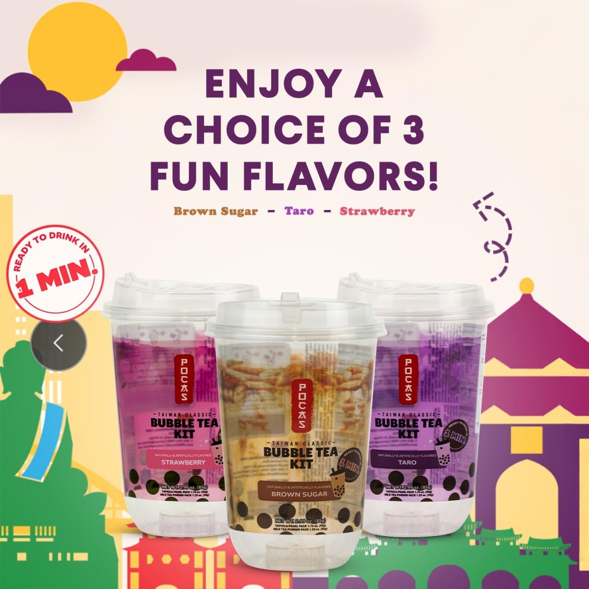 Pocas Bubble Tea Kit, Variety 6 - Pack Party Set - Xihaha Oriental Food & Gifts