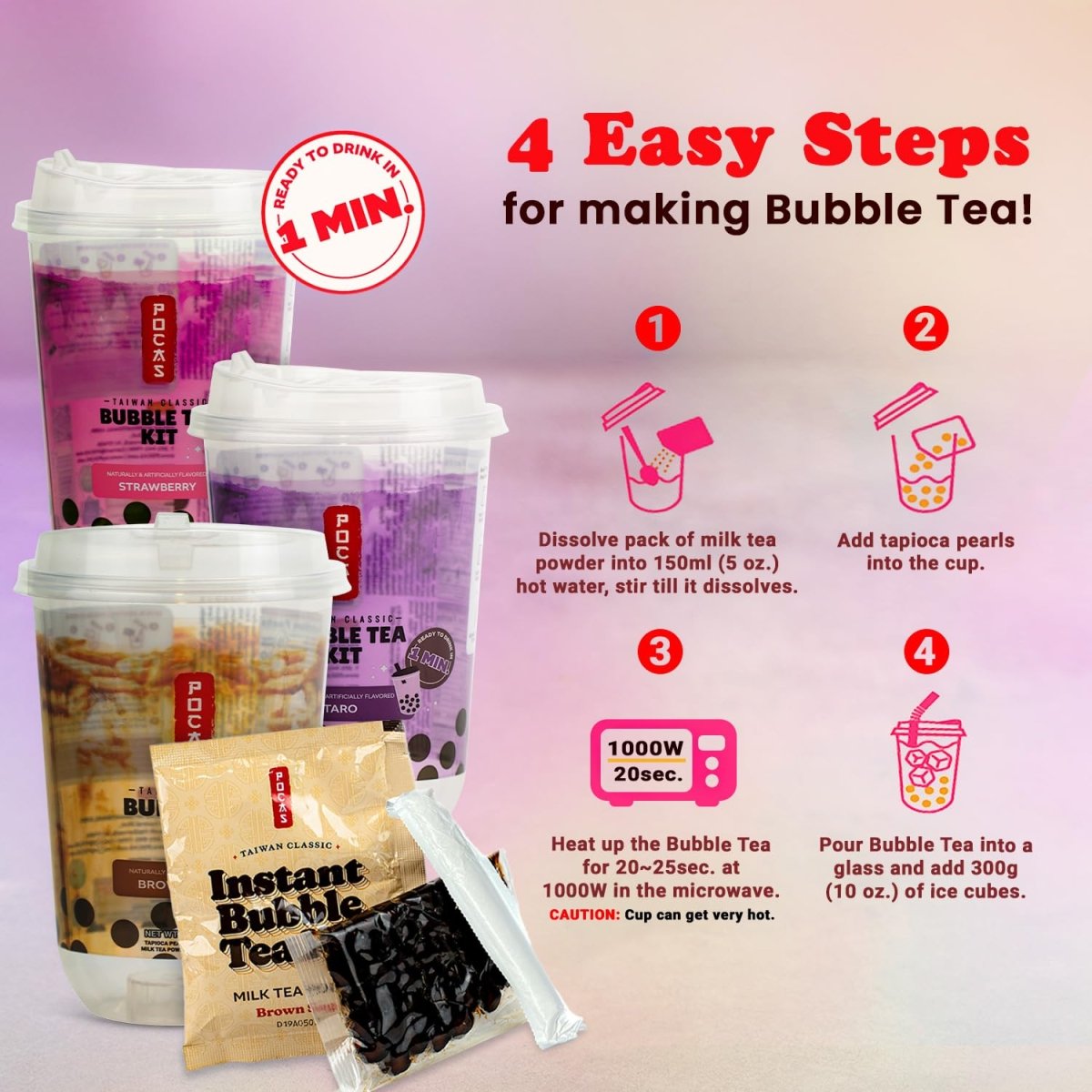 Pocas Bubble Tea Kit, Variety 6 - Pack Party Set - Xihaha Oriental Food & Gifts