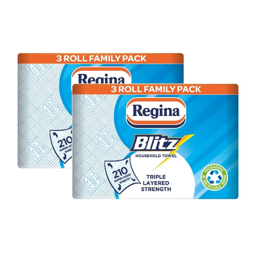 Regina Blitz Family Pack Kitchen Roll | Triple Layer Household Towel | Pure Cellulose Paper | FSC Certified | Available in 210, 420 & 840 Sheet Packs - Xihaha Oriental Food & Gifts