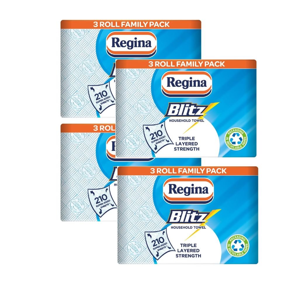 Regina Blitz Family Pack Kitchen Roll | Triple Layer Household Towel | Pure Cellulose Paper | FSC Certified | Available in 210, 420 & 840 Sheet Packs - Xihaha Oriental Food & Gifts