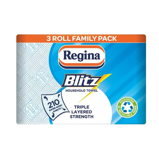 Regina Blitz Family Pack Kitchen Roll | Triple Layer Household Towel | Pure Cellulose Paper | FSC Certified | Available in 210, 420 & 840 Sheet Packs - Xihaha Oriental Food & Gifts
