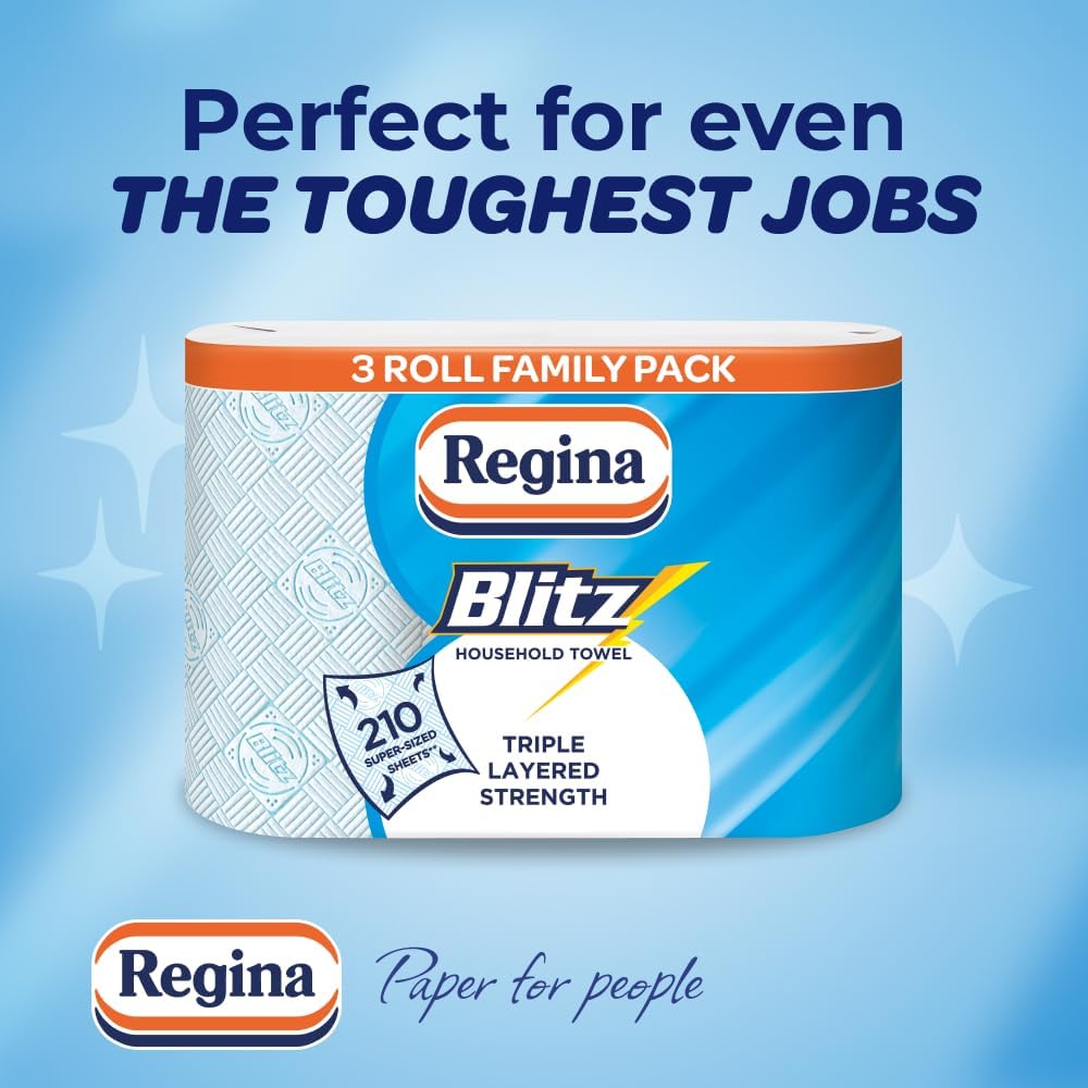 Regina Blitz Family Pack Kitchen Roll | Triple Layer Household Towel | Pure Cellulose Paper | FSC Certified | Available in 210, 420 & 840 Sheet Packs - Xihaha Oriental Food & Gifts