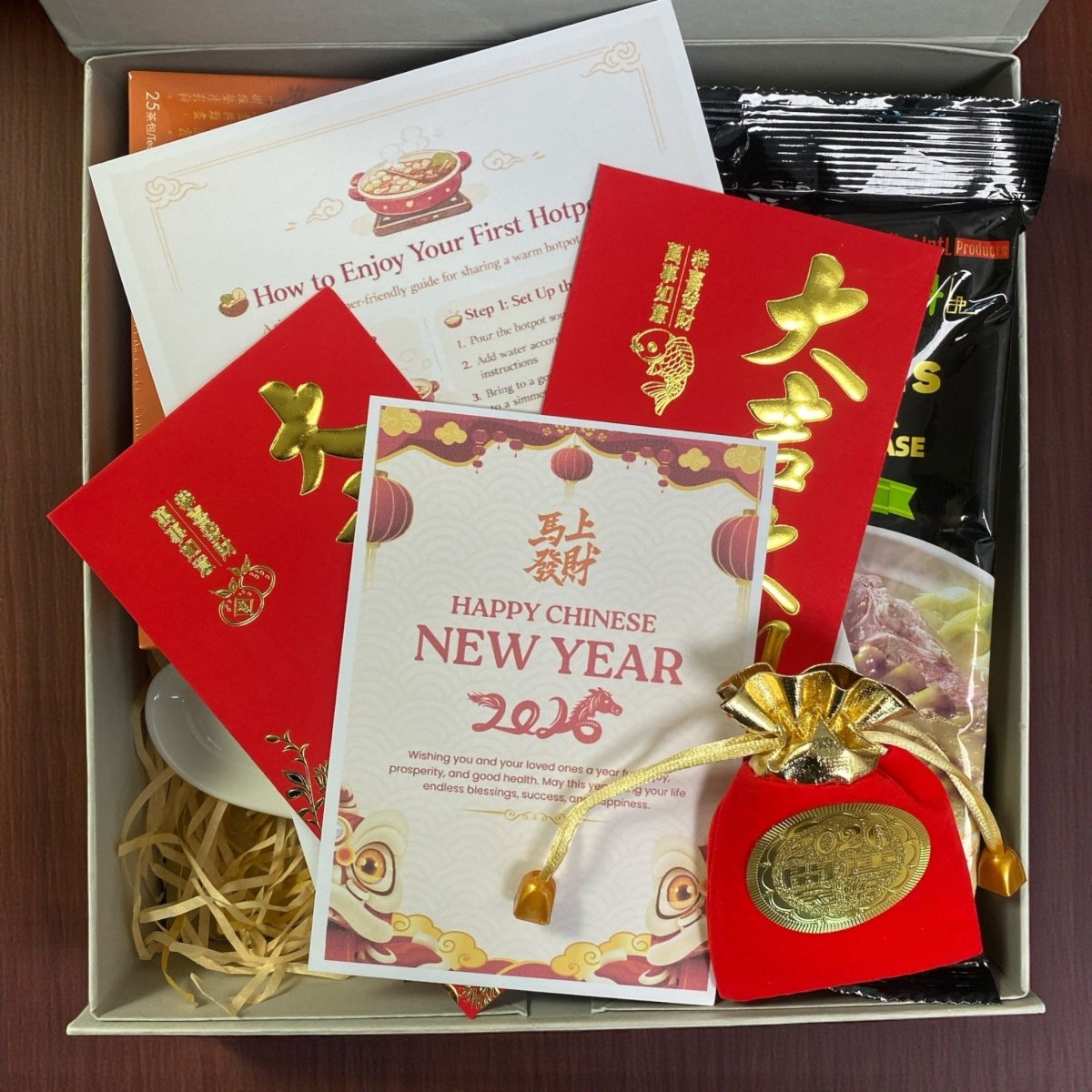 Reunion Hotpot Bowl Gift Set | Chinese Hotpot Gift with Ceramic Bowls, Glass Noodles & Tea | Chinese New Year Family Gift - Xihaha Oriental Food & Gifts