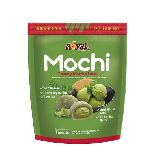 Royal Family Creamy Matcha Latte Mochi 180g – Gluten Free Sweet Rice Cakes (12 Pieces) - Xihaha Oriental Food & Gifts