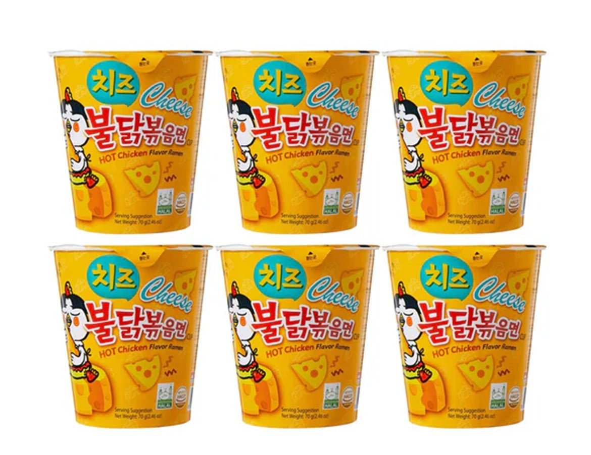 Samyang Buldak Hot Chicken Cheese Flavor Ramen Cup Noodles 80 x 6 Cup 420g - Xihaha Oriental Food & Gifts