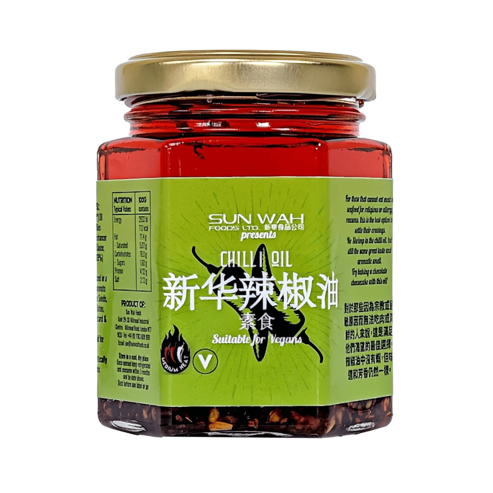 Sun Wah Vegan Chilli Oil 160g – Crispy Chilli Flakes in Oil for Noodles, Dumplings, Rice & Stir - Fry - Xihaha Oriental Food & Gifts
