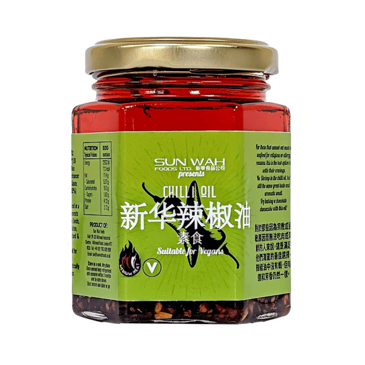 Sun Wah Vegan Chilli Oil 160g – Crispy Chilli Flakes in Oil for Noodles, Dumplings, Rice & Stir - Fry - Xihaha Oriental Food & Gifts