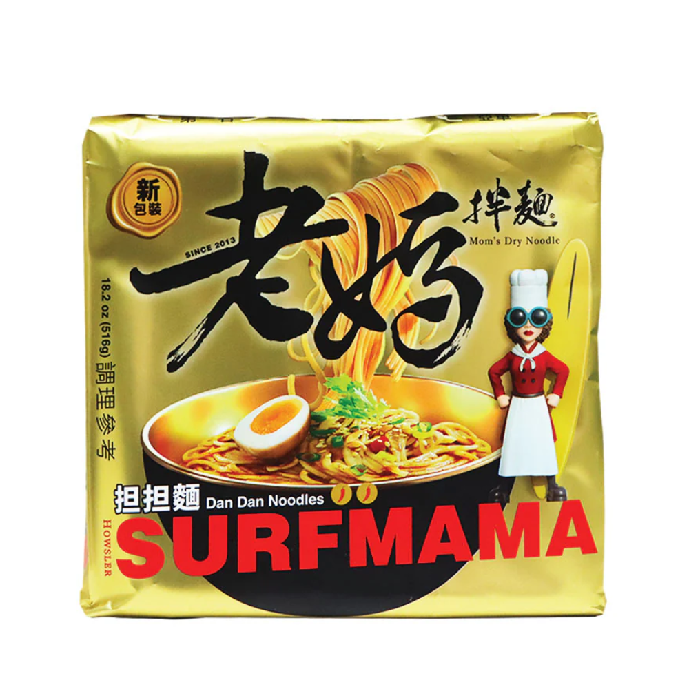 SurfMama Dan Dan Noodles – Taiwanese Mom’s Dry Noodles, Sichuan Chilli & Sesame Sauce (4 x 129g) - Xihaha Oriental Food & Gifts