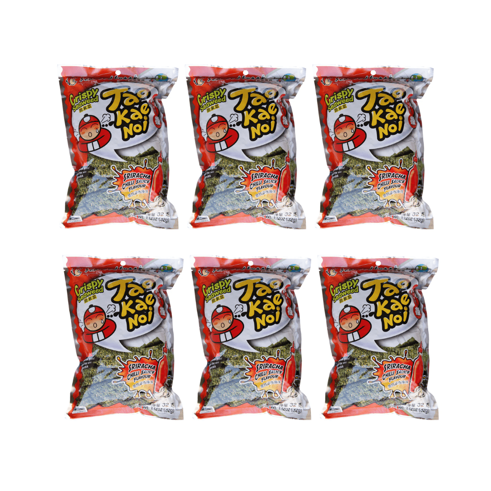 Tao Kae Noi Crispy Seaweed (Sriracha Chilli Sauce Flavour) 32g (Pack of 6) - Xihaha Oriental Food & Gifts