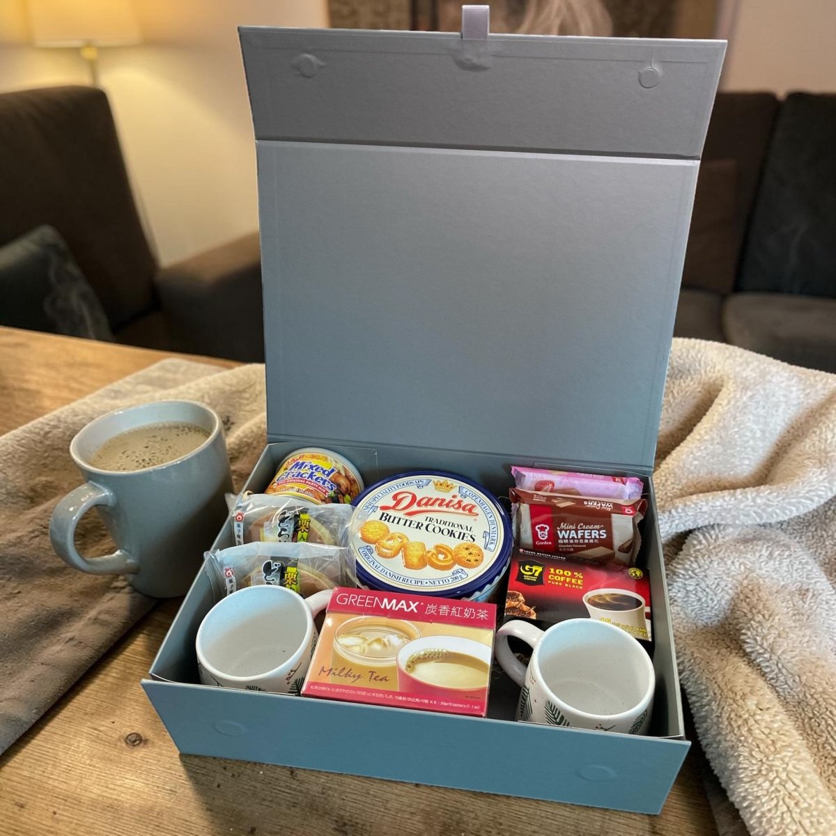 Tea Time for Two Gift Hamper – Asian Snack & Milk Tea Box with 2 Mugs | Couples Gift, Sharing Treat, Relaxation Care Package - Xihaha Oriental Food & Gifts