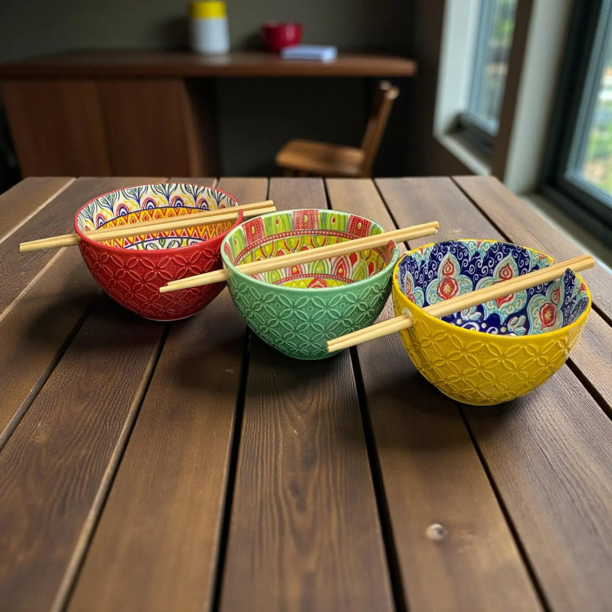Tuscany Tiles Ramen Bowl & Chopstick - Xihaha Oriental Food & Gifts