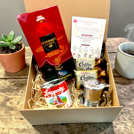 Vietnamese Coffee Gift Set – Trung Nguyên Gourmet Blend 500g with Traditional Phin Filter - Xihaha Oriental Food & Gifts