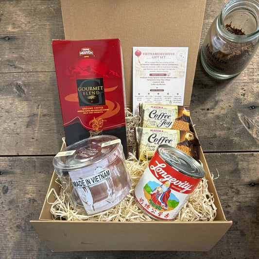 Vietnamese Drip Coffee Gift Set – Trung Nguyên Gourmet Blend 500g with Traditional Phin Filter - Xihaha Oriental Food & Gifts