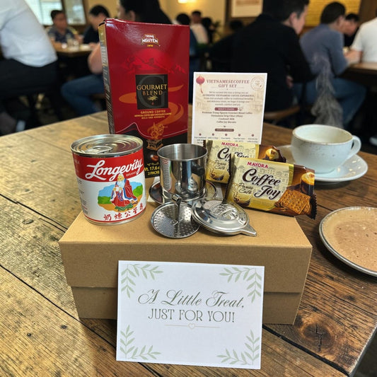 Vietnamese Drip Coffee Gift Set – Trung Nguyên Gourmet Blend 500g with Traditional Phin Filter - Xihaha Oriental Food & Gifts