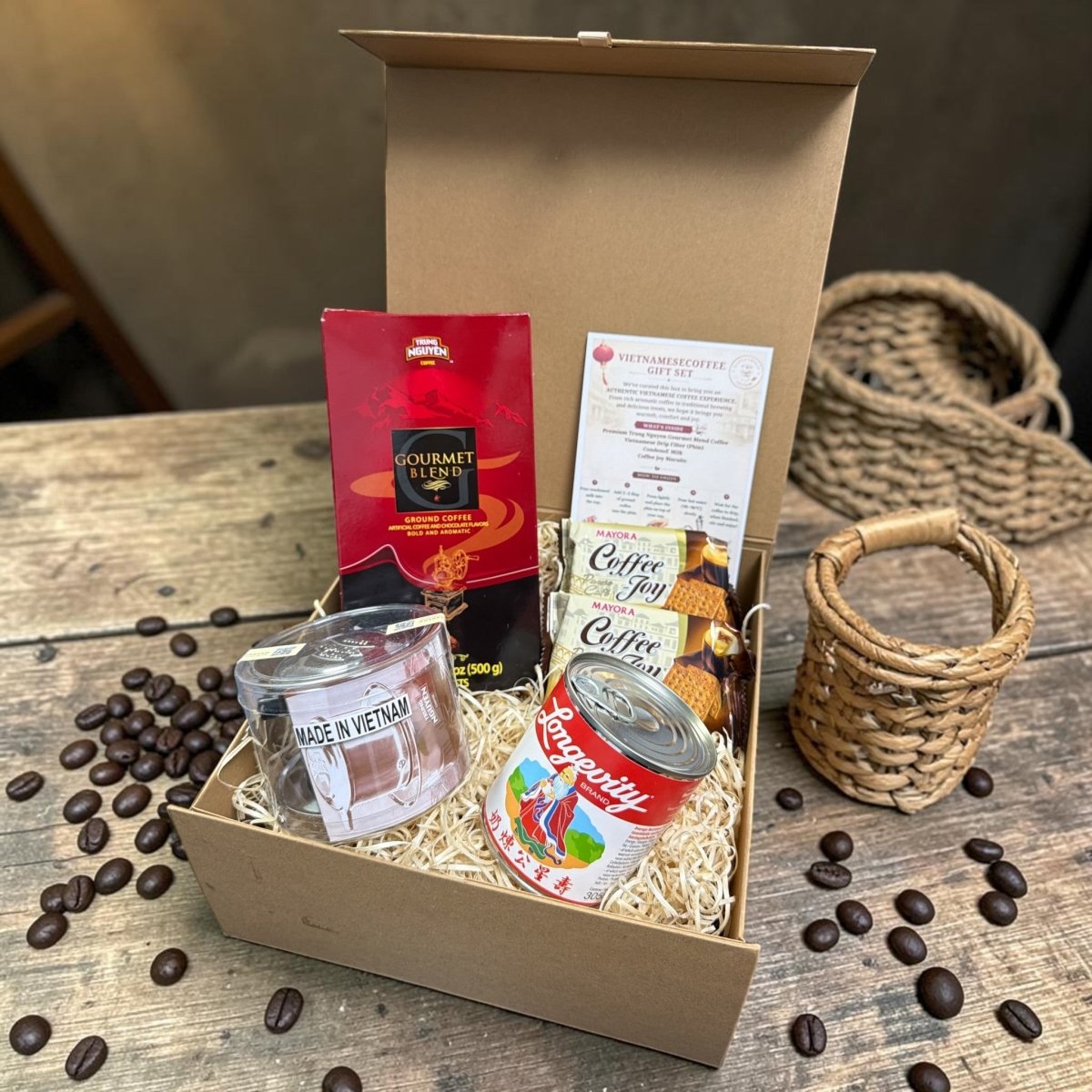 Vietnamese Drip Coffee Gift Set – Trung Nguyên Gourmet Blend 500g with Traditional Phin Filter - Xihaha Oriental Food & Gifts