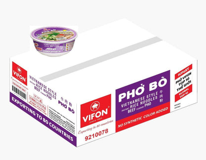 Vifon Pho Vietnamese Beef Rice Noodles Oriental Style Pho Bo Bowl 70G (Pack of 12) - Xihaha Limited