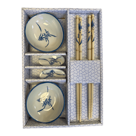 Xihaha Celadon Chopsticks Set – 6 - Piece Ceramic Dipping Dish & Chopstick Rest Set with Wooden Chopsticks, Asian Style Tableware Gift - Xihaha Oriental Food & Gifts